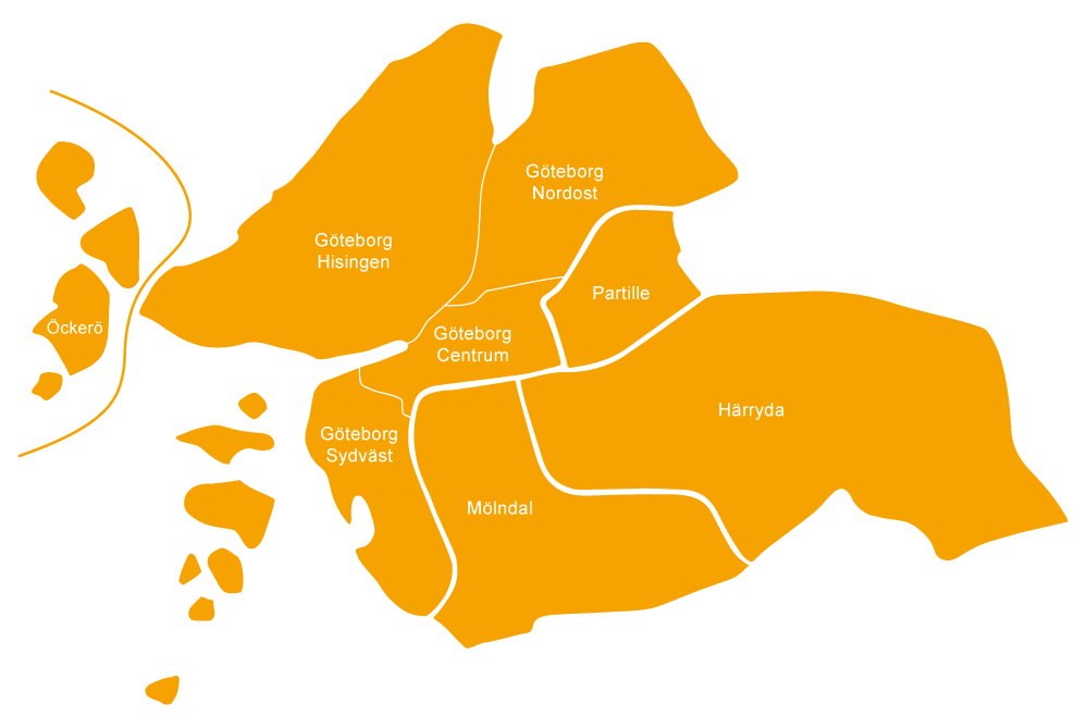 Karta över Göteborgsområdet