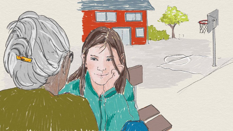 Ungdom talar med äldre person