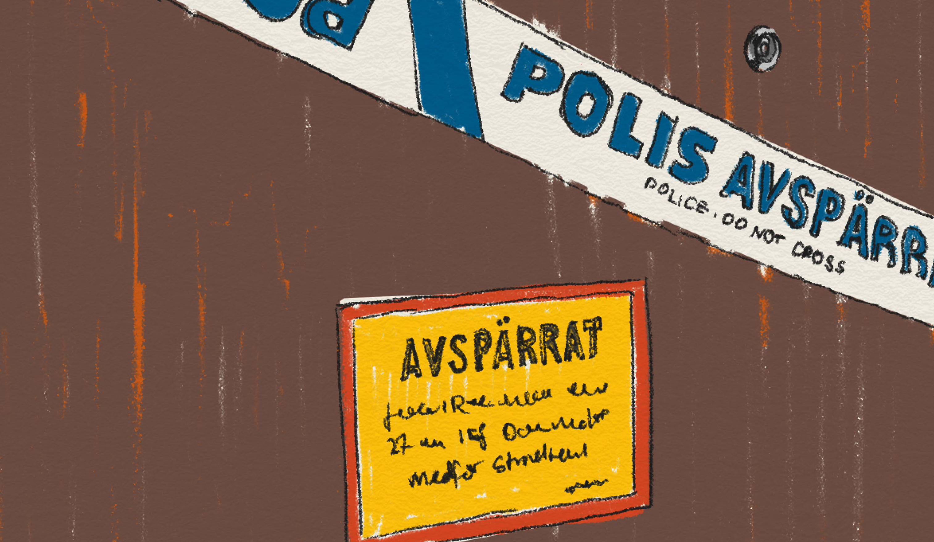 En lägenhetsdörr med en polisavspärrning