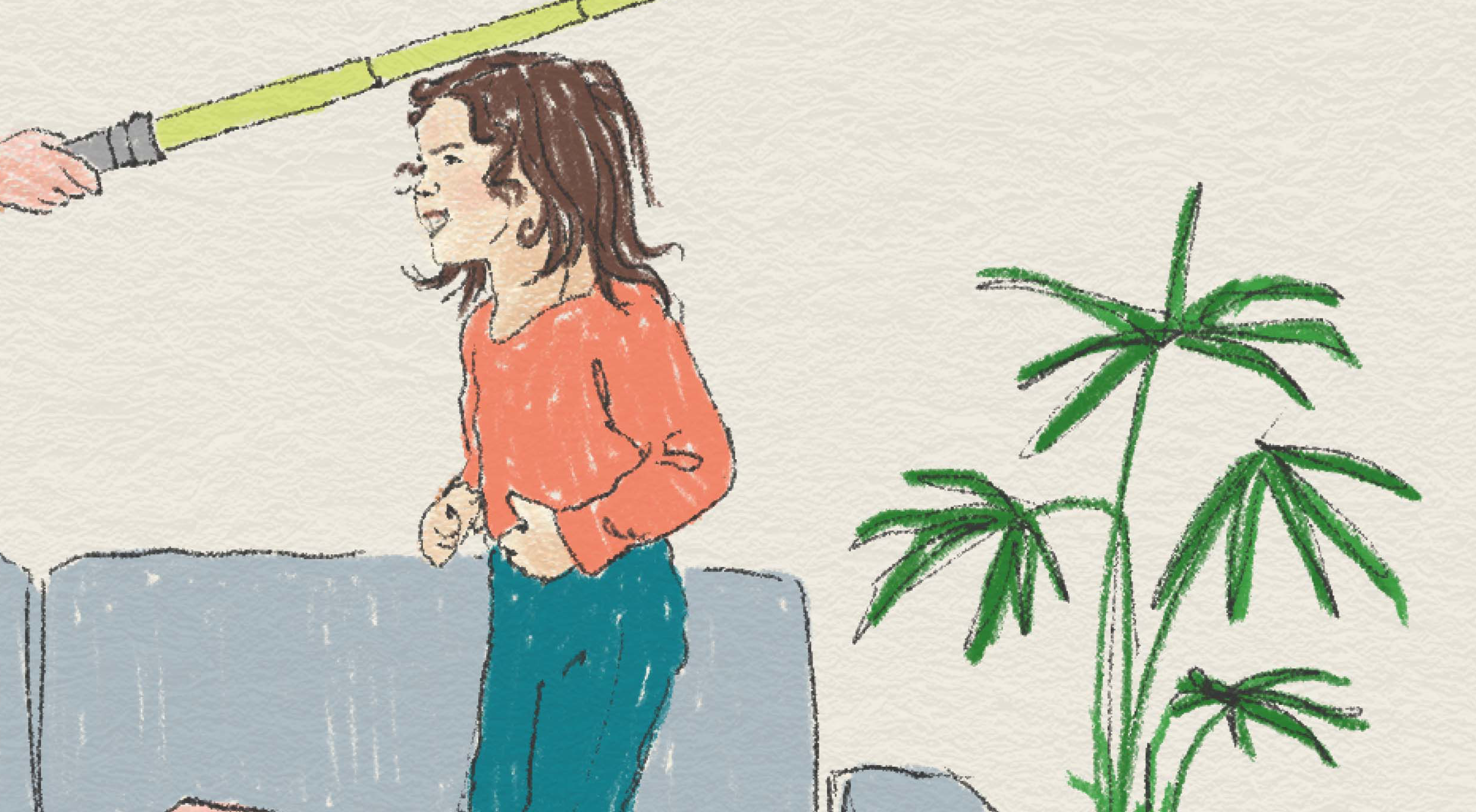 Barn leker i en soffa