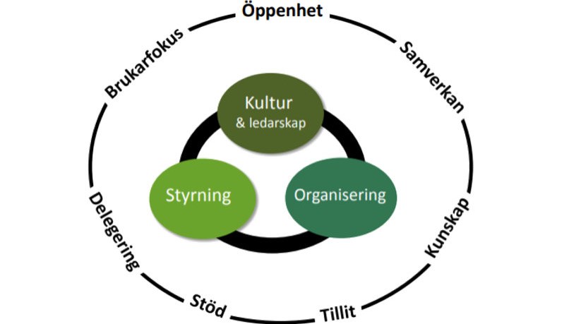 Tillitsbaserad ledning och styrning - illustration med sju principer för detta.