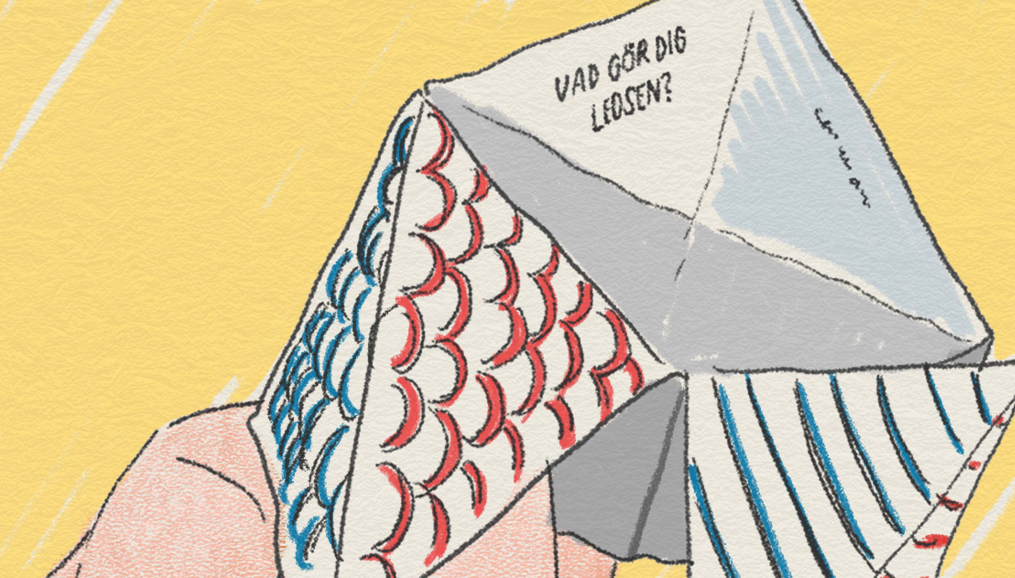 En vikloppa hålls i en hand