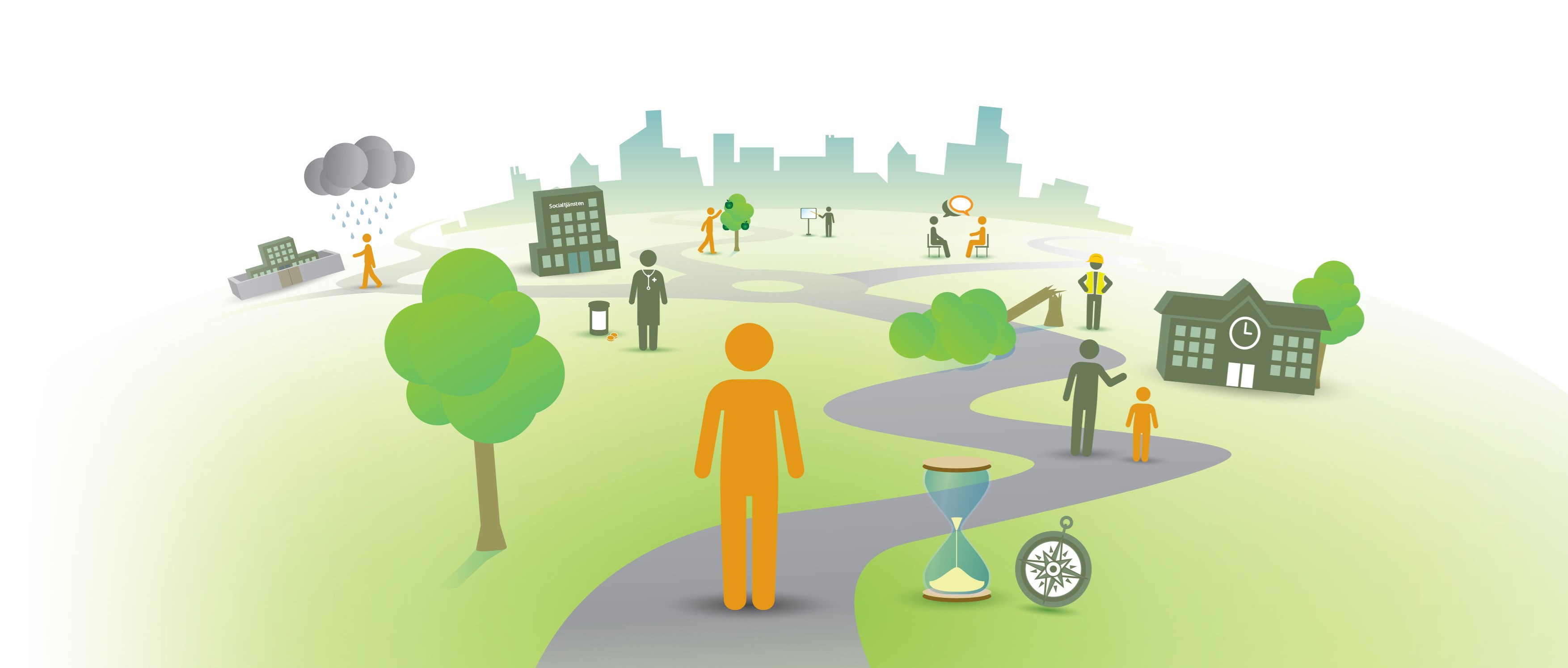 väg som leder till ett samhälle