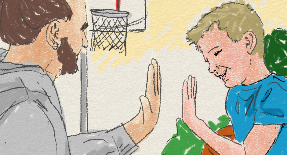 Händer gör high-five