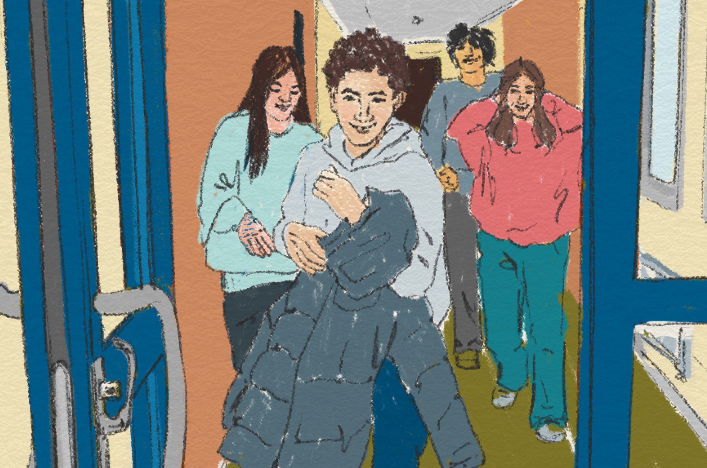 Elever i en skolkorridor