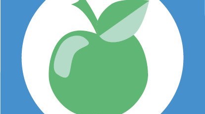 Ett tecknat grönt äpple