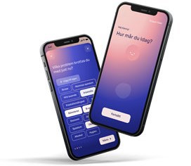 Två mobiltelefoner där appen Lumeno visas.
