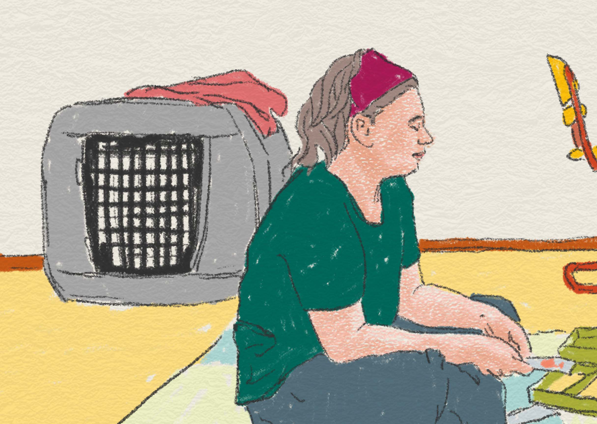 Två personer och en hund