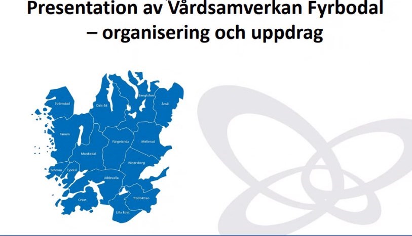 Bild med texten: Presentation av Vårdsamverkan Fyrbodal - organisering och uppdrag