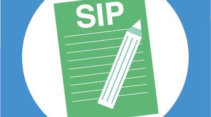 En tecknad bild av en blankett för SIP och en penna