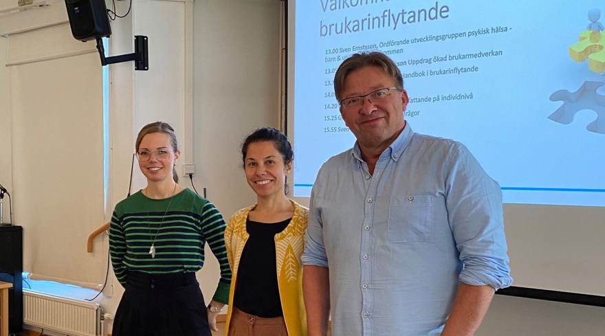 Filippa, Sara och Dag som höll föredrag på inspirationsdag om brukarinflytande i SIMBA.