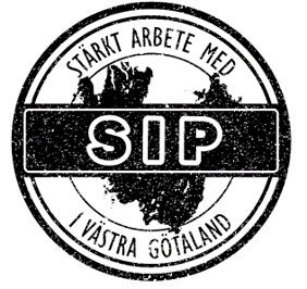 Stämpel med text: "Stärkt arbete med SIP i Västra Götaland