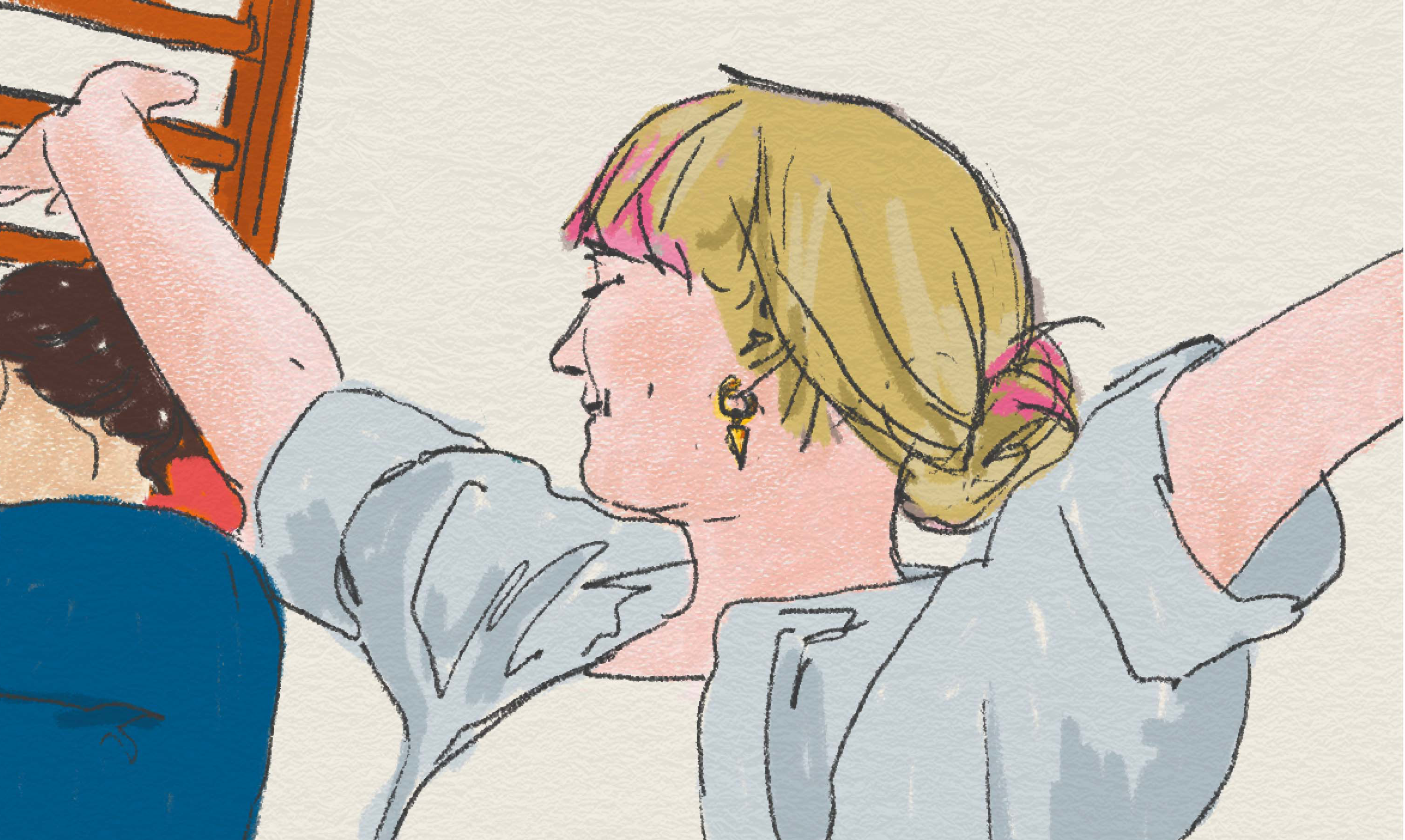 Två elever som dansar