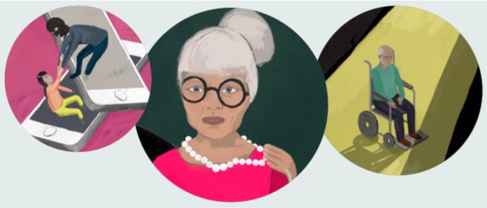 Illustrationer på temat våld i äldres nära relation