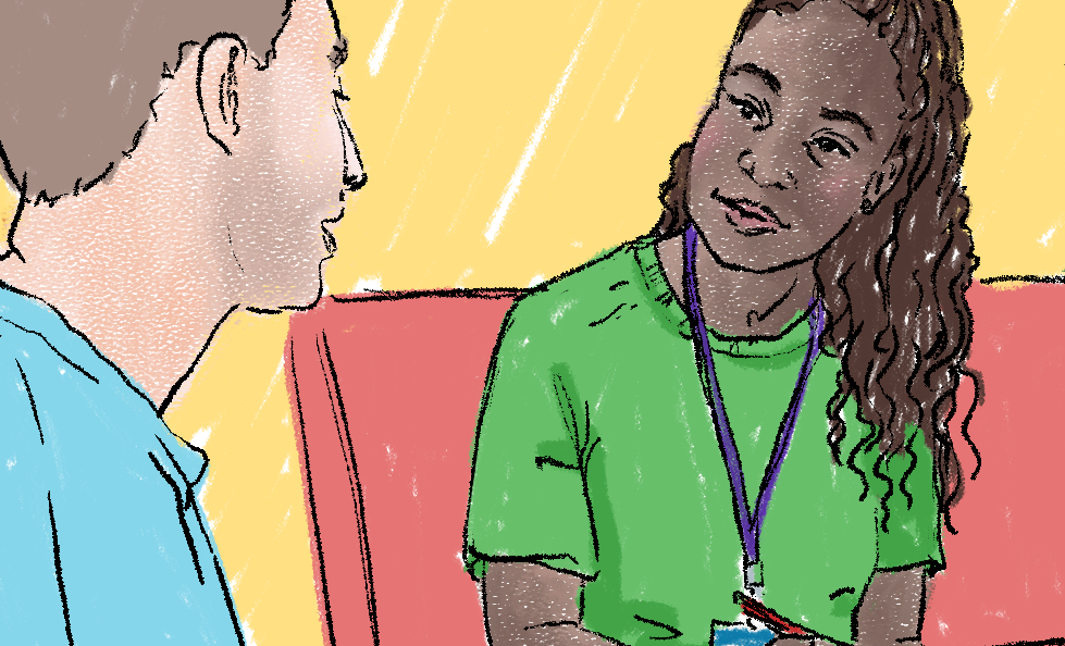 Man och kvinna talar