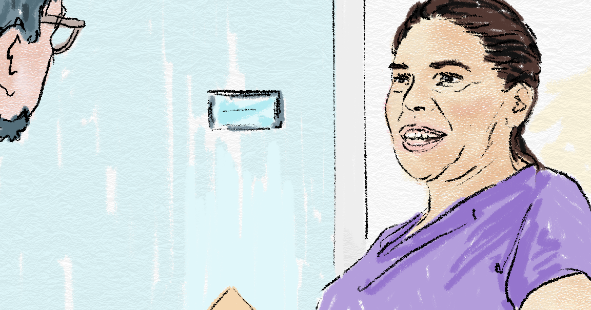 Kvinna talar med en man